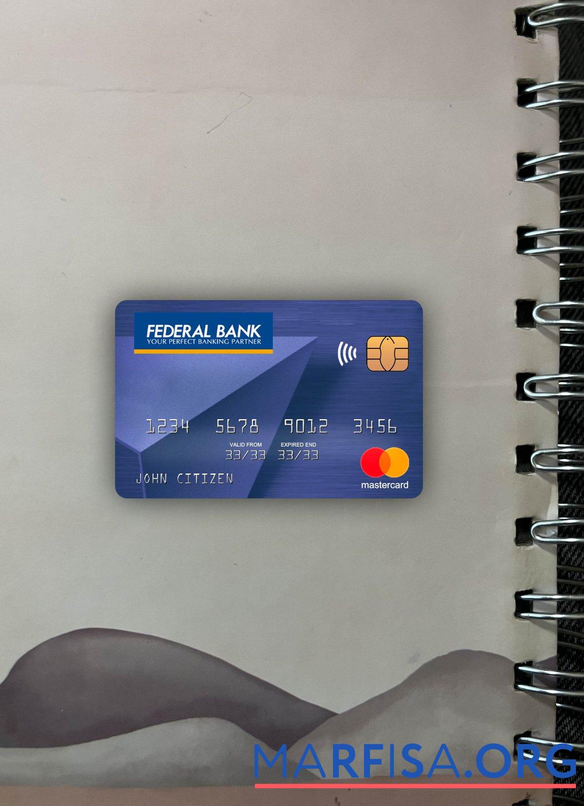Printable India Federal bank mastercard photolook front real example